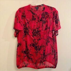 Torrid Red and Black Floral Blouse